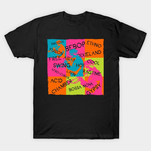 Jazz Genres Modern Art Style T-Shirt by jazzworldquest